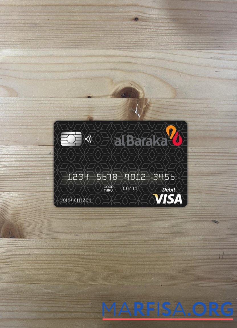 Realistic Bahrain Al Baraka bank visa card photolook front real example